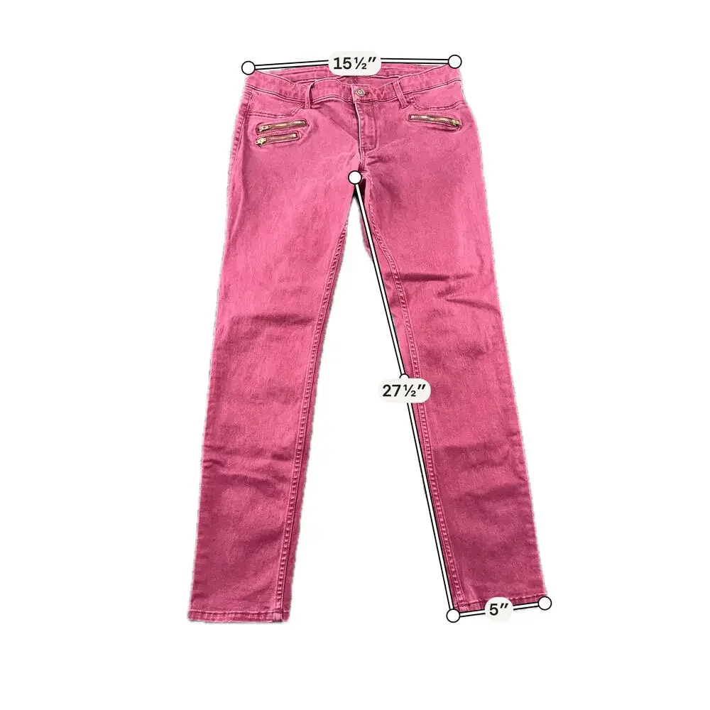 Hollister Jeans Juniors 7 Pink Slim Skinny Stretch Zipper Pocket Denim Pants